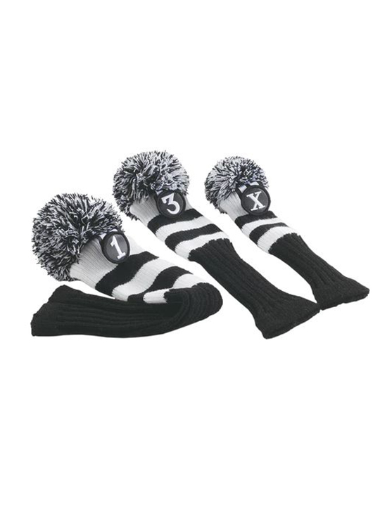 Pom Pom Headcover Set - Black / White