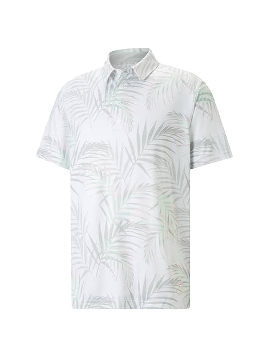 Puma Cloudspun Palm Leaf Polo - Men's - Bright White/Minty Burst