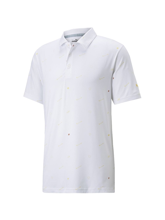 Puma Cloudspun Love Golf Polo - Men's - Bright White/Mustard Seed